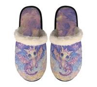 LKHVGY Pantofole da donna per interni, pantofole antiscivolo per camera da letto, punta chiusa, Drago viola., Large