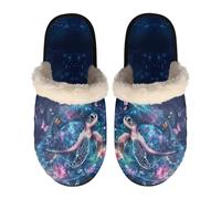 LKHVGY Pantofole da donna per interni, pantofole antiscivolo per camera da letto, punta chiusa, Tartaruga Marina Blu, X-Small X-Narrow