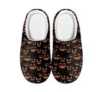 LKHVGY Pantofole da uomo in peluche per Halloween, morbide e pelose, antiscivolo, comode, calde, in cotone, US2-12, Stampa zucca di Halloween, 38/39 EU largo