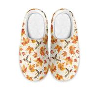 LKHVGY Pantofole in peluche per il giorno del Ringraziamento per le donne invernali Warmffy Fuzzy pantofole antiscivolo morbide accoglienti scarpe domestiche per interni, Foglie d'acero cadute., 11