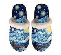LKHVGY Pantofole morbide e pelose, per interni ed esterni, lavabili, pantofole da casa per le donne, pantofole calde per l'inverno, Notte stellata di Van Gogh, X-Small X-Narrow