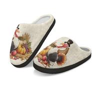 LKHVGY Pantofole natalizie unisex per adulti, calde pantofole per Halloween, per donne e uomini, comode scarpe da casa, Stampa Turchia, 41.5/42.5 EU largo