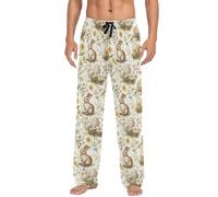 LKHVGY Vintage Conigli s Pantaloni Pigiama da Uomo Morbido Lungo Sonno Pantaloni Lounge Pantaloni Pigiama con Tasche, Come nella foto, XXL