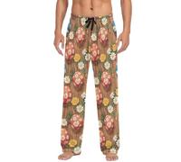 LKHVGY Vintage s Fiori Pantaloni Pigiama Uomo Morbido Lungo Sonno Pantaloni Lounge Pigiama Bottoms con Tasche, Come nella foto, XXL