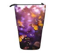 LKHVGY Violet-Gold Butterflies3 - Astuccio telescopico per matite e penne, con stampa di farfalle, Come nella foto, Taglia unica, Astuccio telescopico