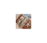 LKingel Braccialetti da donna in stile bohémien, con stelle marine, regolabili e impilabili, gioielli estivi con perline elastiche fatti a mano, perfetti per surf e divertimento impermeabile, Large