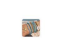 LKingel Braccialetti da donna in stile bohémien, con stelle marine, regolabili e impilabili, gioielli estivi con perline elastiche fatti a mano, perfetti per surf e divertimento impermeabile, Large