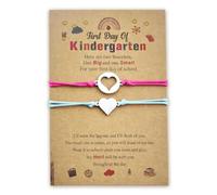 LKingel Braccialetto per il primo giorno di scuola, per il rientro a scuola, per l'asilo, con scritta "Mommy and Me", con cuore, idea regalo, Small, Acciaio inossidabile, Nessuna pietra preziosa