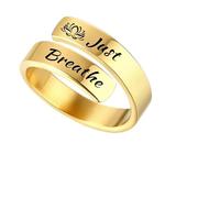 LKingel Just Breathe - Anelli da donna in acciaio inossidabile 304, gioielli ispiratori a spirale, anelli curativi regolabili Love Lotus Just Breathe, anelli ispiratori e sinceri, Acciaio inossidabile