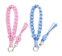 LKJAUOZ 2 pezzi Portachiavi da donna macramè, bracciale fatto a mano, nappa per chiavi, chiavi auto, por tachiavi corto fiore porta chiavi boho per donna