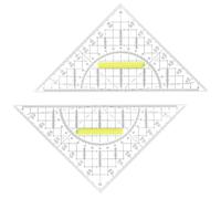 LKJAUOZ 2 Pezzi Squadra Geometrica,Triangolare Giallo Geometria Triangolo Squadra Goniometro in Plastica Righelli Triangolari Multifunzionali per disegnare, cartografia, modellare