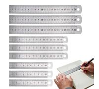 LKJAUOZ 9 Pezzi Righello in Acciaio Inossidabile 10 cm 15 cm 20 cm Righelli in Metallo Doppio Righello Set per Ingegneria, Insegnamento, Offi,righello metallo