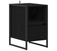 LKJephalotrop Comodino nero effetto rovere, 39,5 x 30 x 50 cm | Tavolino compatto con cassetto e struttura in metallo per camera da letto. Offre un pratico spazio accanto al letto.