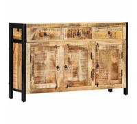 LKJephalotrop Credenza in legno massiccio di mango, 120 x 35 x 76 cm | Credenza rustica con 3 ante e 3 cassetti in legno di mango e acciaio per soggiorno e corridoio.