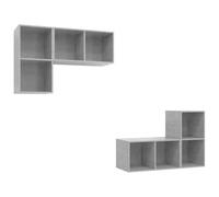 LKJephalotrop Mobile da parete per TV, set da 4 pezzi, grigio cemento | Ideale per il soggiorno: il set di 4 mensole da parete effetto cemento crea spazio flessibile per ricevitori e decorazioni.