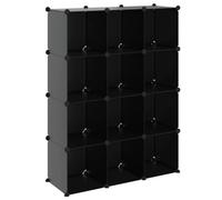 LKJephalotrop Scaffale a cubo nero 12 cubi in plastica | Sistema di scaffalatura modulare per ufficio, camera da letto e corridoio con 12 scomparti, robusto telaio in acciaio e
