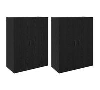 LKJephalotrop Set di 2 armadi da parete, colore nero, effetto rovere, 69,5 | L'armadio sobrio in robusto legno crea ordine nel soggiorno e sfrutta al meglio lo spazio della parete.