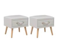 LKJephalotrop Set di 2 comodini bianchi, 40 x 35 x 40 cm, ecopelle e legno | Tavolini compatti in confezione da 2 con cassetto scorrevole per camera da letto, struttura in pino robusto.