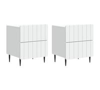 LKJephalotrop Set di 2 comodini, bianco, 43 x 34,5 x 49,5 cm, in legno | Tavolini compatti per camera da letto e soggiorno con 4 cassetti per riporre ordinatamente le piccole cose quotidiane.