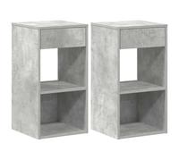 LKJephalotrop Set di 2 comodini, grigio cemento, 35 x 34 x 66,5 cm | Pratico set di 2 comodini per camera da letto con cassetto e due scomparti aperti per una conservazione ordinata.