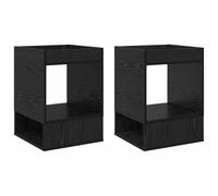 LKJephalotrop Set di 2 tavolini in rovere nero, 40 x 40 x 56 cm | Pratico comodino per camera da letto con ripiani aperti per riviste, decorazioni e oggetti a portata di mano.