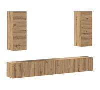 LKJephalotrop Set di 4 mobili per TV, montaggio a parete, rovere Artisan | Il set di quattro pannelli sospesi in rovere crea molto spazio nel soggiorno e sfrutta al meglio la superficie della parete.