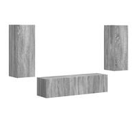 LKJephalotrop Set di mobili per TV, montaggio a parete, 2 pezzi, grigio | Set di scaffali sospesi salvaspazio per soggiorno con 2 armadi, materiale in legno facile da pulire per una conservazione