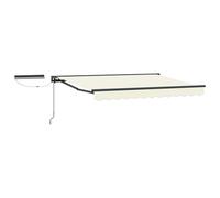 LKJephalotrop Tenda da sole elettrica, 3,5 x 2 m, con braccio articolato, con telecomando e manovella, tenda a semicassetta, per terrazza e giardino, telaio in alluminio, color crema e antracite
