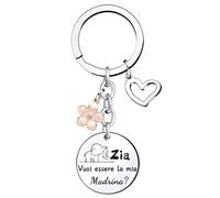 LKJHGF Regali Natale Zia Portachiavi Zia e Madrina Regalo Zia Compleanno Portachiavi Donna Gioielli da Zia vuoi essere la mia madrina Regalo Zia Anniversaire