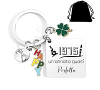 LKJHGF Regalo Compleanno 50 Anni Donna Uomo -1975 un'annata quasi perfetta- Portachiavi Divertente Per 50º Compleanno, Ideale Come Regalo Di Compleanno Per Celebrare 50 Anni Compleanno (1975)