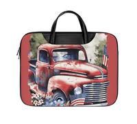 LKJTRF 4th Of July Borsa a tracolla per computer portatile da 17 pollici impermeabile con motivo vecchio camion rosso patriottico borsa messenger per donne uomini, stile