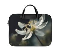 LKJTRF Bee Falls on Flower Borsa a tracolla per computer portatile da 17 pollici impermeabile portatile custodia per laptop borsa messenger per donne uomini, stile