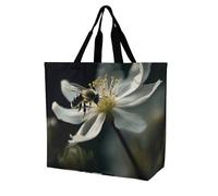 LKJTRF Bee Falls on Flower Tote Bag per le donne Borsa a tracolla casual riutilizzabile borsa della spesa per lo shopping, viaggi, lavoro, 40 x 40 x 16 cm, stile