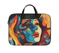 LKJTRF Borsa a tracolla per computer portatile con viso astratto colorato da donna da 17 pollici impermeabile portatile custodia per laptop borsa messenger per donne uomini, stile