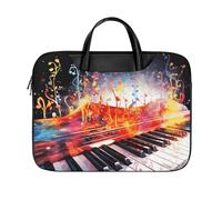 LKJTRF Borsa a tracolla per computer portatile da 17 pollici con tastiera e note musicali, impermeabile, portatile, borsa messenger per donne e uomini, stile