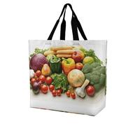 LKJTRF Borsa tote da donna con frutta e verdura fresca, borsa a tracolla casual riutilizzabile per shopping, viaggi, lavoro, 40 x 40 x 16 cm, stile