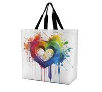 LKJTRF Borsa tote da donna con motivo arcobaleno con schizzi d'acqua, borsa a tracolla riutilizzabile per shopping, viaggi, lavoro, 40 x 40 x 16 cm, stile