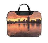 LKJTRF Boston Charles River City Skyline Sunset borsa a tracolla per computer portatile da 17 pollici impermeabile portatile borsa messenger per donne uomini, stile