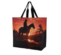 LKJTRF Cowboy West Tote Bag da donna borsa a tracolla casual riutilizzabile borsa della spesa per shopping, viaggi lavoro