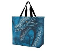 LKJTRF Dragon Cool Blue Tote Bag per le donne borsa a tracolla casual riutilizzabile borsa della spesa per lo shopping, viaggi lavoro