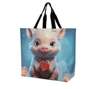 LKJTRF Holding A Heart Tote Bag per le donne Borsa a tracolla casual riutilizzabile borsa della spesa per shopping, viaggi lavoro