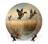 LKJTRF Piatti decorativi in ceramica da 25,4 cm, per caccia e volo, in porcellana, con espositore fatto a mano, ornamento in ceramica per casa, cucina, camera da letto, ornamenti decorativi