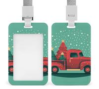 LKJTRF Porta badge con albero di Natale sull'auto, con cordino, impermeabile, porta carte d'identità, per lavoro, ufficio, insegnante, infermiera, stile 23