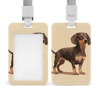 LKJTRF Porta badge con bassotto piatto con cordino impermeabile porta carte d'identità per lavoro, ufficio, insegnante, infermiera
