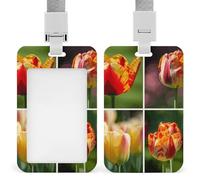 LKJTRF Porta badge con cordino impermeabile con fiore che splende il sole sui fiori, porta carte d'identità, per lavoro, ufficio, insegnanti, infermiere, stile 33