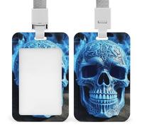 LKJTRF Porta badge con teschio blu con stampa 3D e cordino, impermeabile, per lavoro, ufficio, insegnante, infermiera, stile