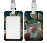 LKJTRF Porta badge con uova nella tazza, con cordino, impermeabile, porta carte d'identità, per lavoro, ufficio, insegnante, infermiera, stile 4