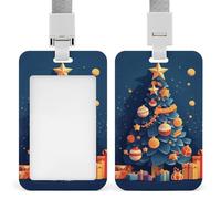 LKJTRF Regali sotto l'albero di Natale porta badge con cordino impermeabile porta carte d'identità protezione nome per lavoro, ufficio, insegnante, infermiera, stile-22