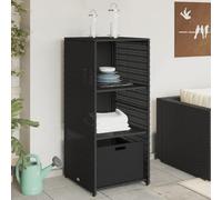 LKJVFCPW Armadietto portaoggetti per esterni con 2 ripiani e cassetto, organizer da giardino in rattan sintetico, per piscina, patio, cortile, 50 x 55 x 115 cm
