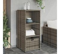 LKJVFCPW Armadietto portaoggetti per esterni, organizer da giardino con 2 ripiani e cassetto, in polyrattan resistente alle intemperie, per patio, balcone, cortile, 50 x 55 x 115 cm